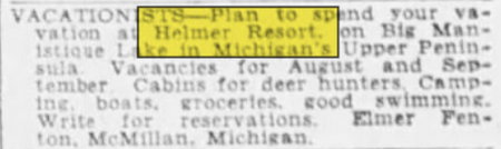 Helmer Resort - Aug 07 1947 Article (newer photo)